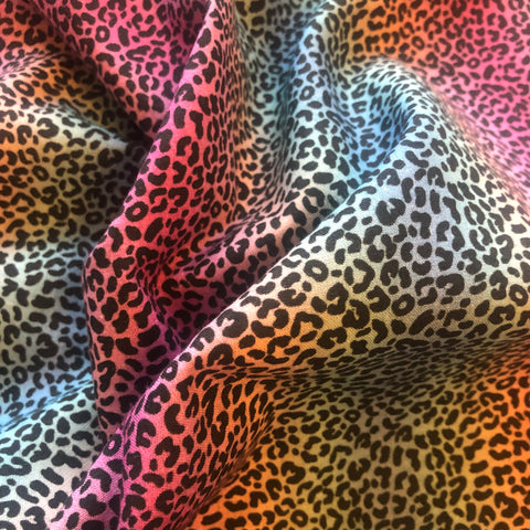 Rainbow Animal Print - Black Digital Cotton