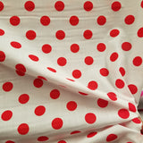 Red on White Polka Dot Polycotton